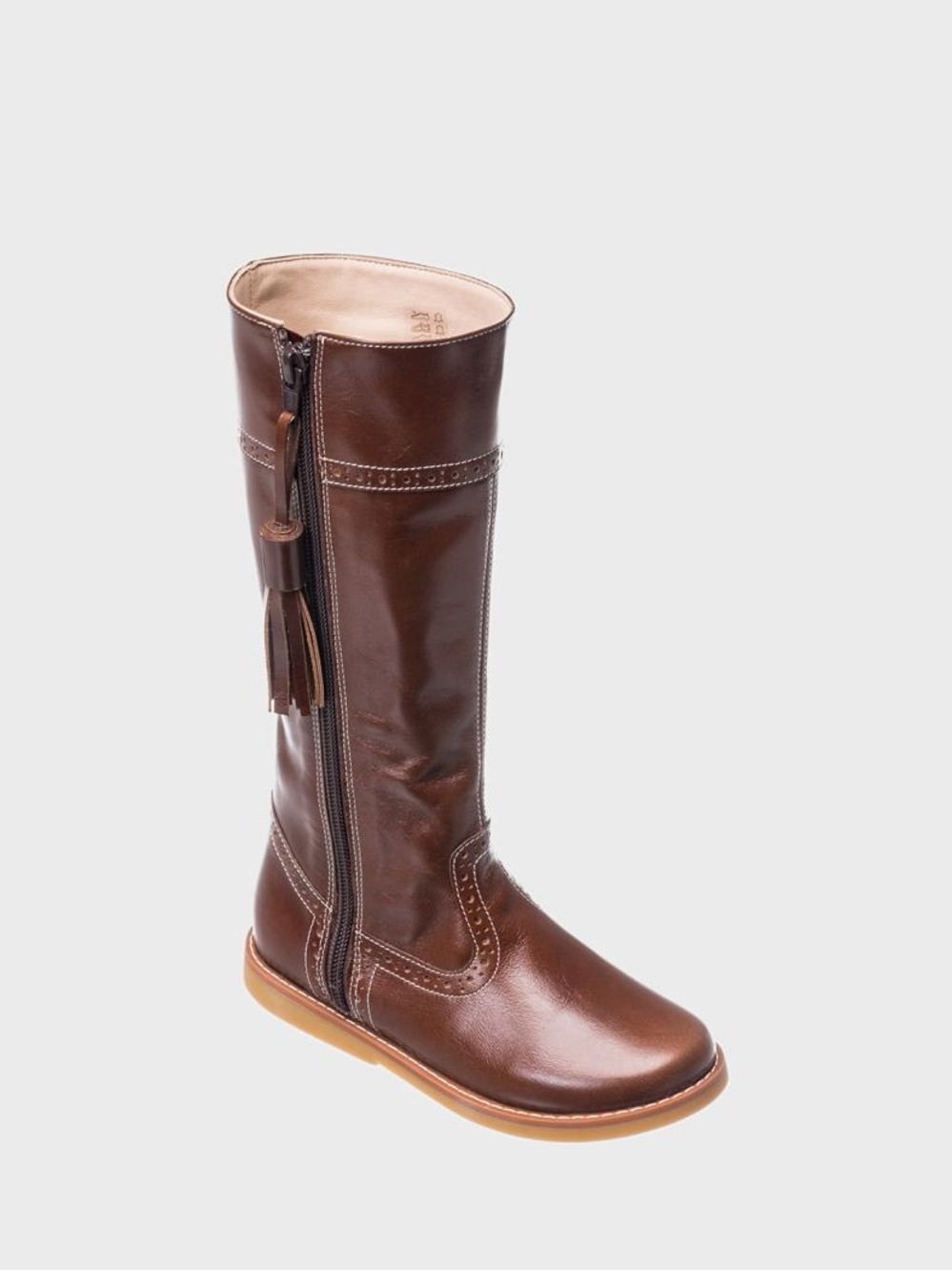 Elephantino Girl’s Leather Riding Boots, Brown, US 12